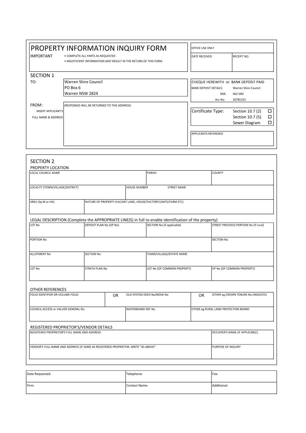 Preview of the first page of Section 10.7 Certificate Application